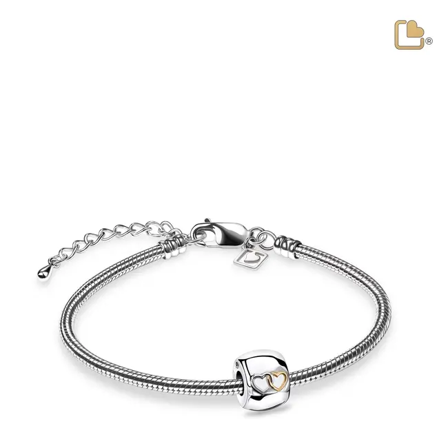 Verstrengelde harten asbedel gepolijst zilver & goud vermeil