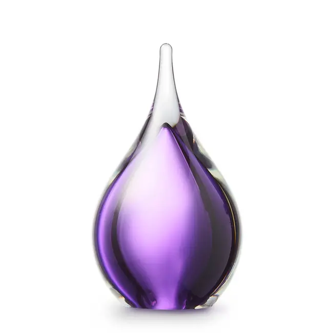 Druppelvormige mini urn kristalglas - diverse kleuren