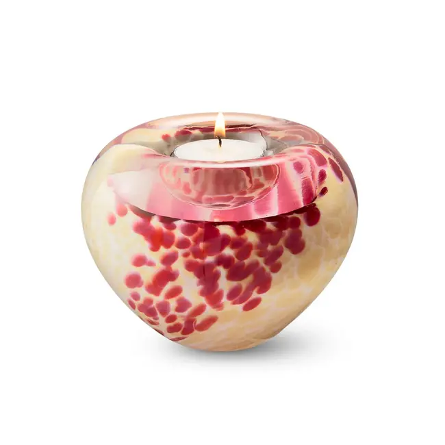 Kristalglazen theelicht mini urn - roze-beige