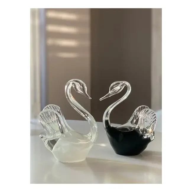 Kristalglazen Zwaantje urn zwart