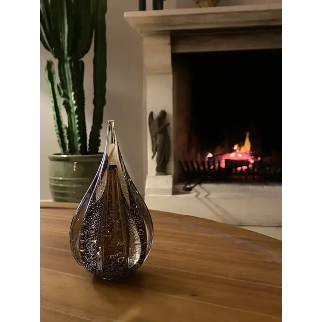 Kristalglazen Sparkle mini urn - cognac met luchtbelletjes