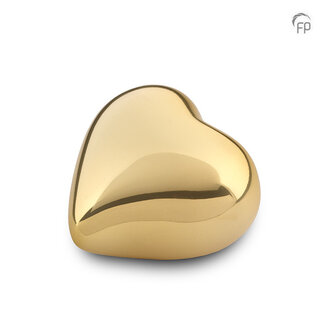 Metaal keepsake hart urn - goudkleur - personaliseren