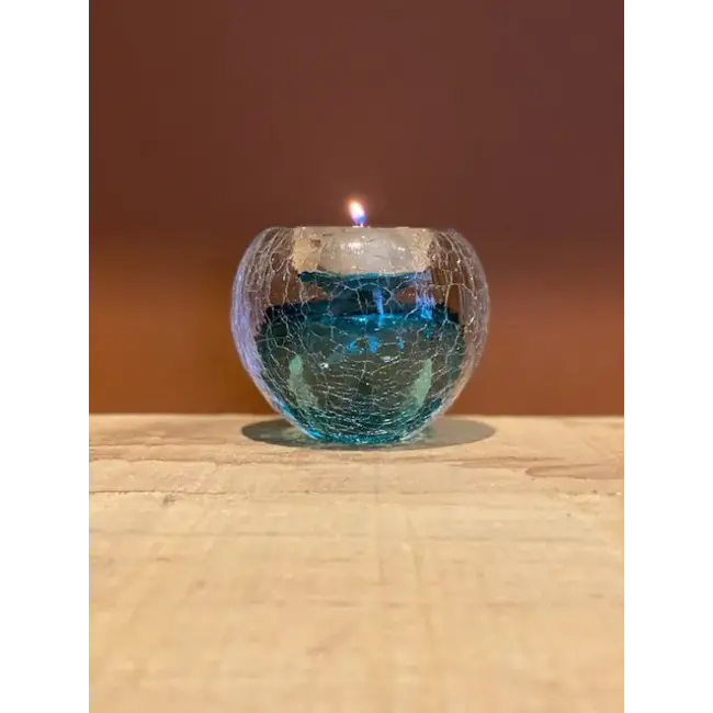 Kristalglazen theelicht krakele - tiffany blue of lila