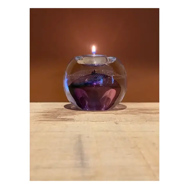 Kristalglazen theelicht urn - tiffany blue of lila