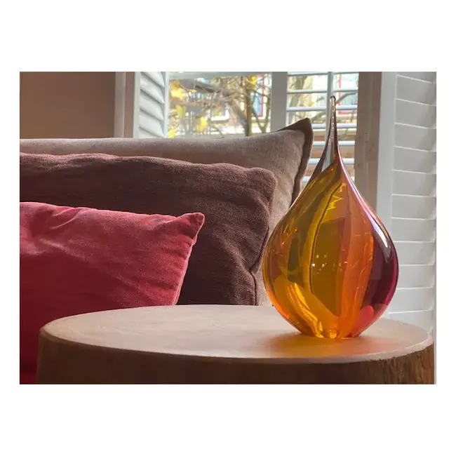 Kristalglazen druppel urn medium rose-goud