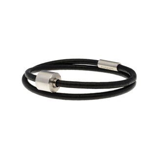 Tadblu Glad lederen herenarmband met edelstalen ashouder