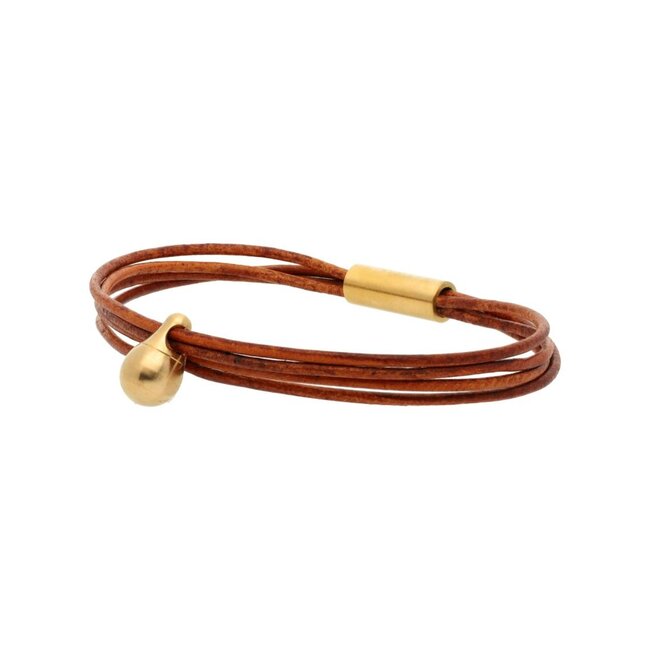 Charm dames armband met goudkleurige ashouder - cognac