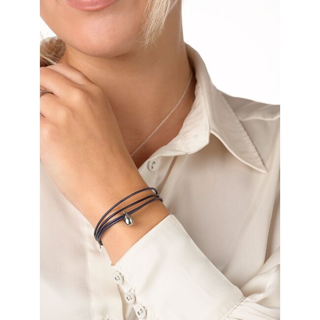 Charm dames armband met edelstaal ashouder - donkerblauw