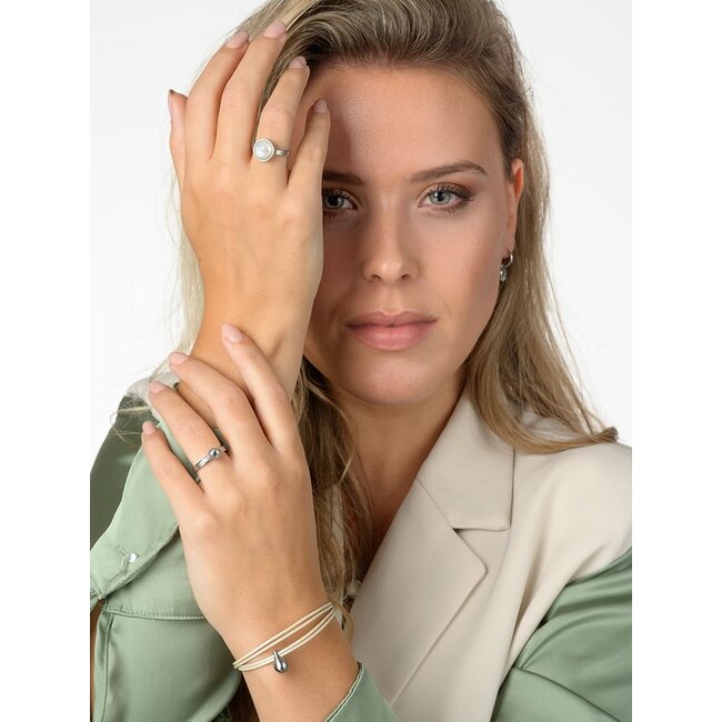 Charm dames armband met edelstaal ashouder - wit