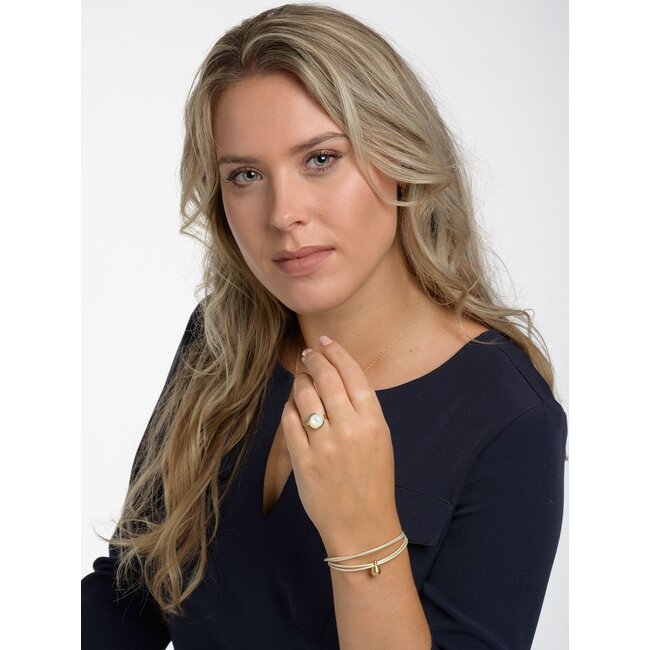 Charm dames armband met goudkleurig ashouder - wit