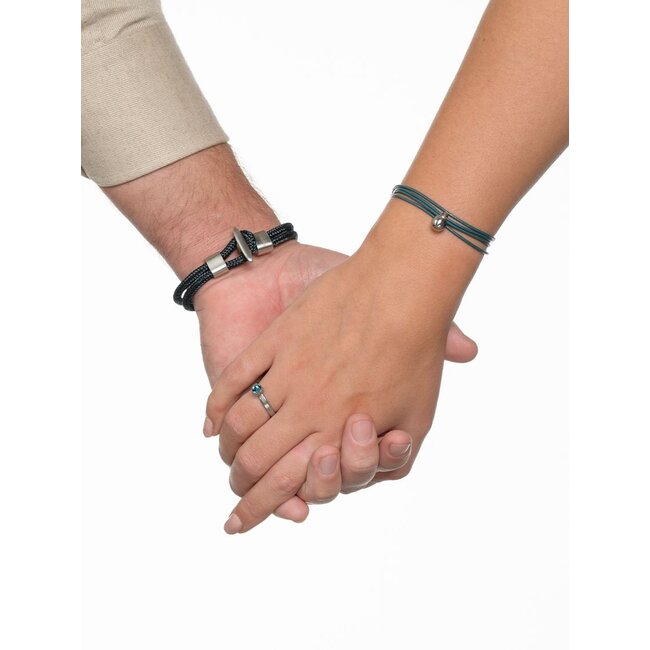 Charm dames armband met edelstaal ashouder - petrol