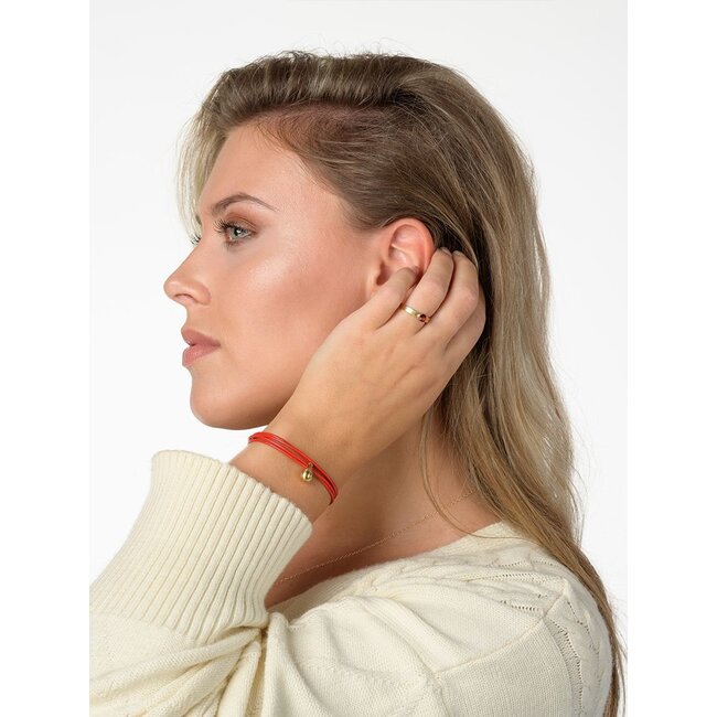 Charm dames armband met goudkleurige ashouder - rood