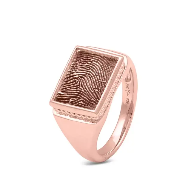 Zegelring met vingerafdruk ovale rand - heren