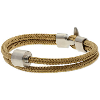 Tadblu Koord herenarmband goudzand met edelstalen ashouder