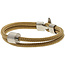 Koord herenarmband goudzand met edelstalen ashouder