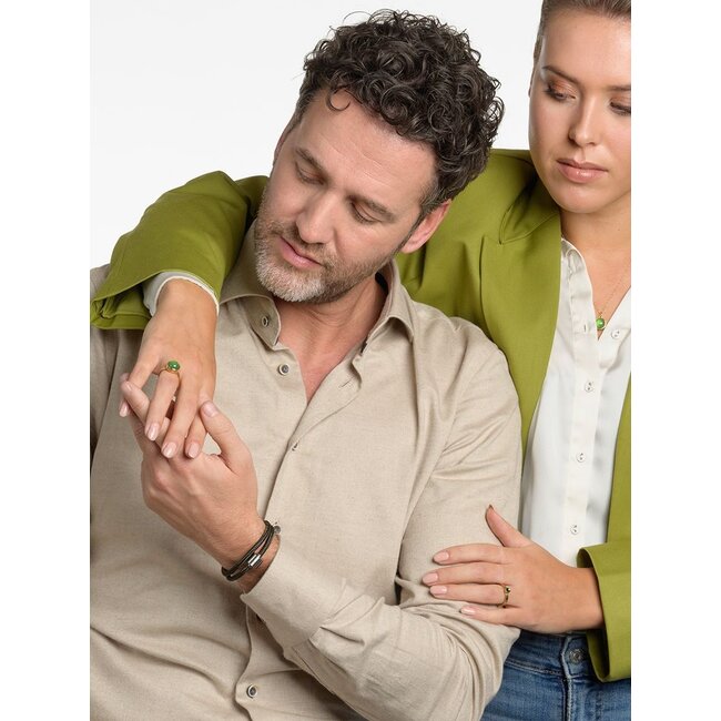 Koord herenarmband nato groen met edelstalen ashouder