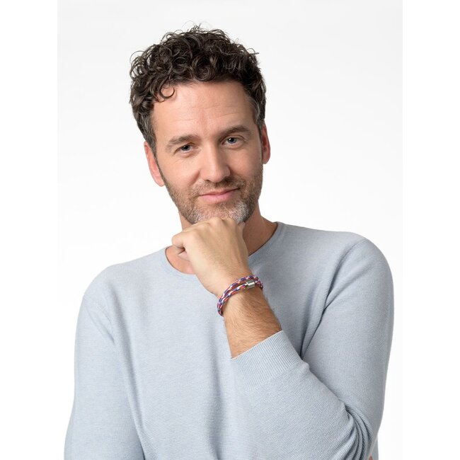 Koord herenarmband tommy met edelstalen ashouder