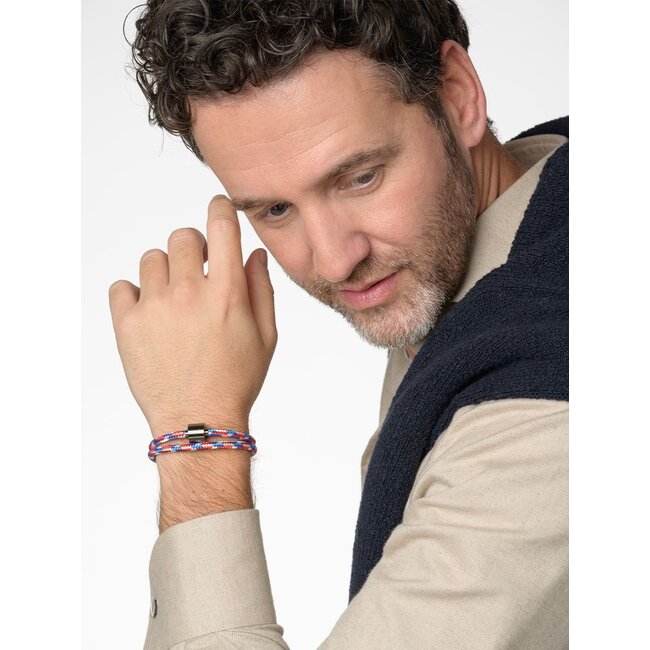 Koord herenarmband tommy met zwart edelstalen ashouder