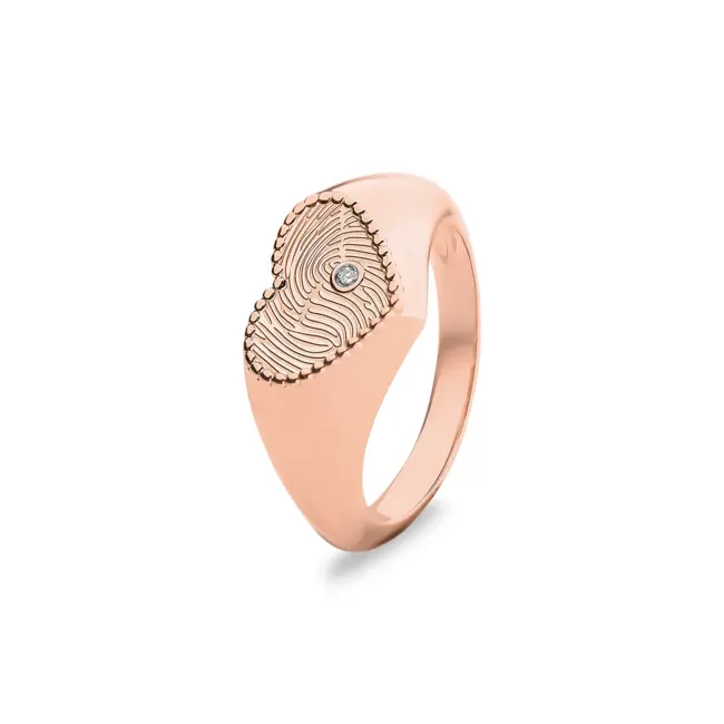Zegelring hartvorm met vingerafdruk