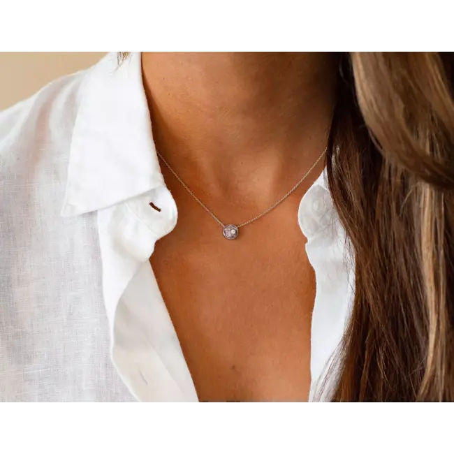 Mini schijf edelsteen ketting - ashanger