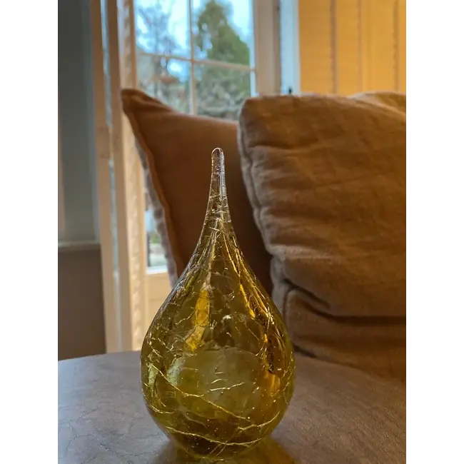 Kristalglazen druppel urn klein - krakele goud