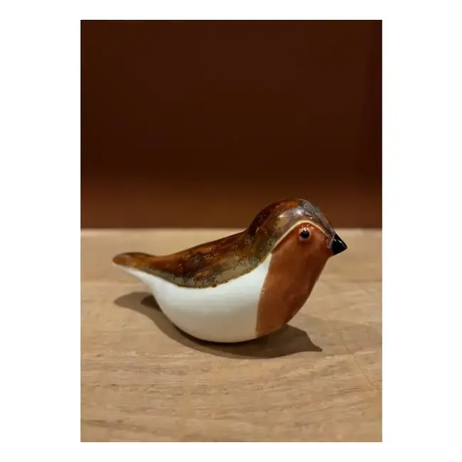 Keramische vogel mini urn - Robin