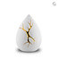 Keramische medium urn Kintsugi – wit & goudkleur