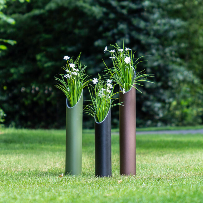 Aluminium urn tuinornament medium – signaalzwart