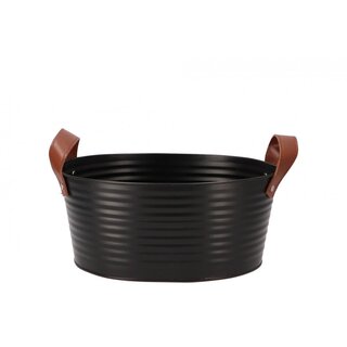 Zinkblumentopf oval matt schwarz 23x18x12cm