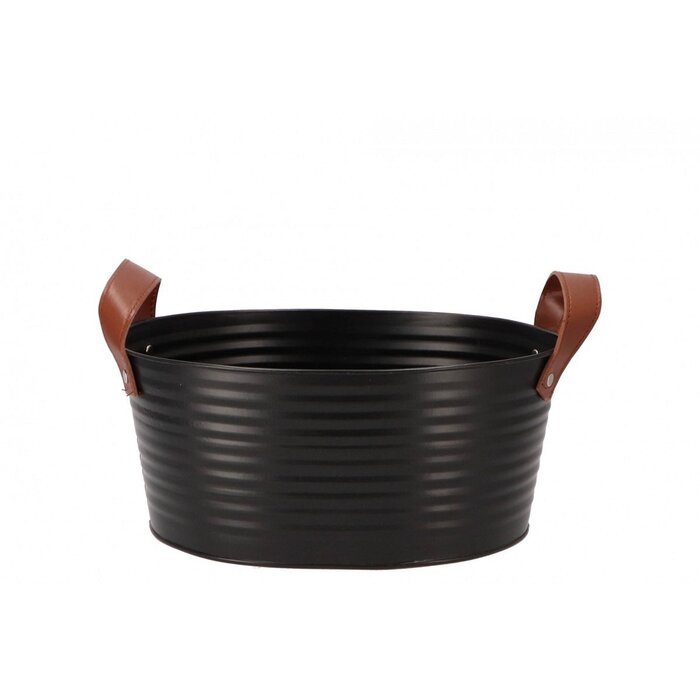 Zinkblumentopf oval matt schwarz 23x18x12cm