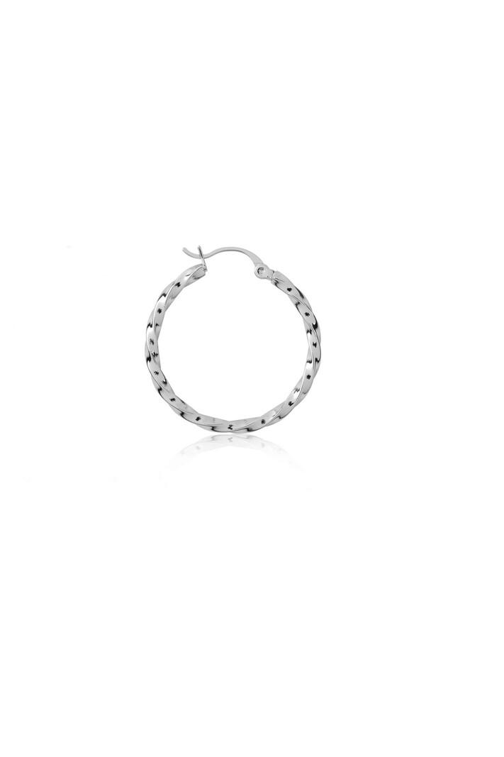 T.I.T.S. TWIST HOOP EARRING MEDIUM SILVER