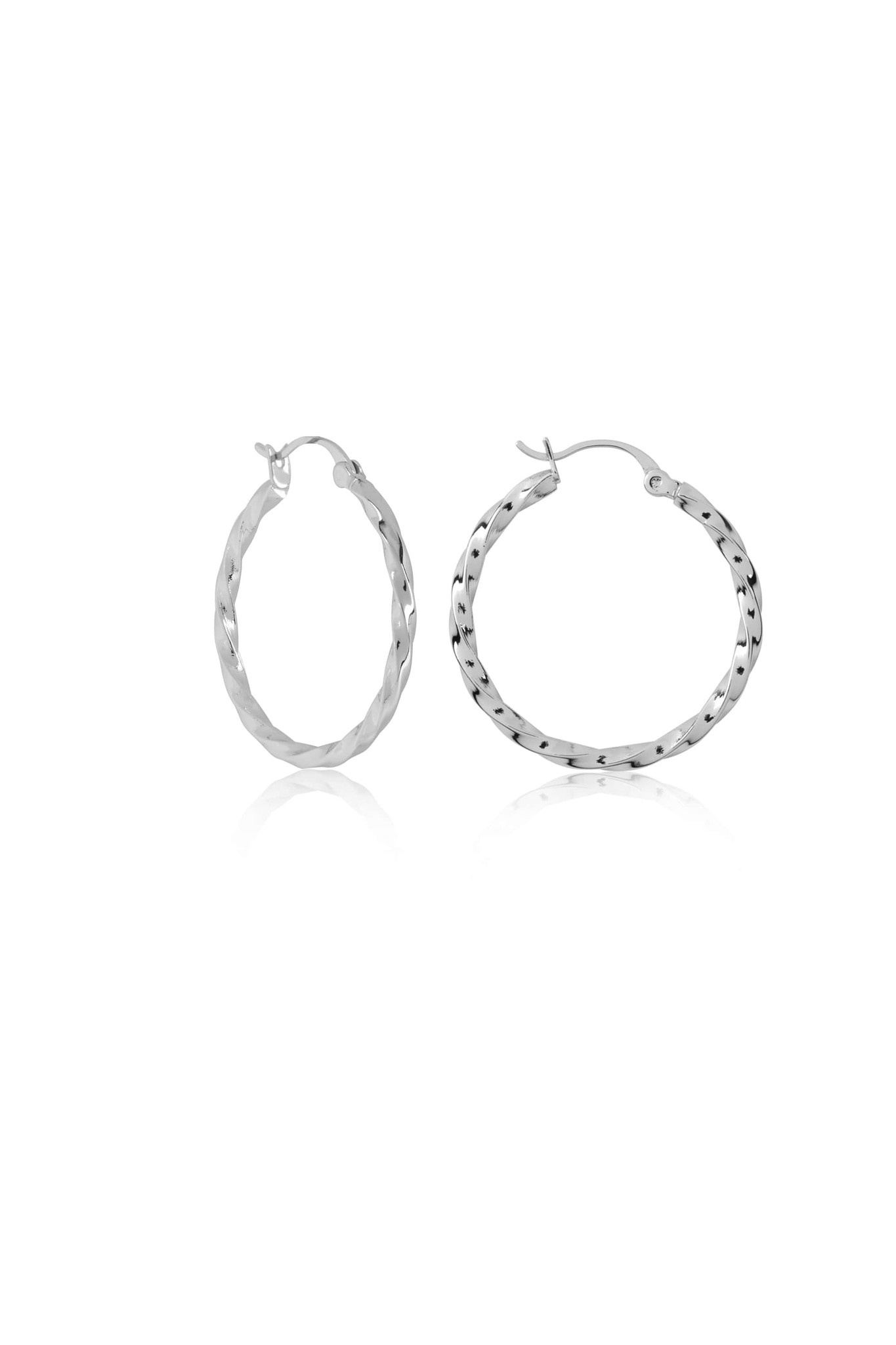 T.I.T.S. TWIST HOOP EARRING MEDIUM SILVER