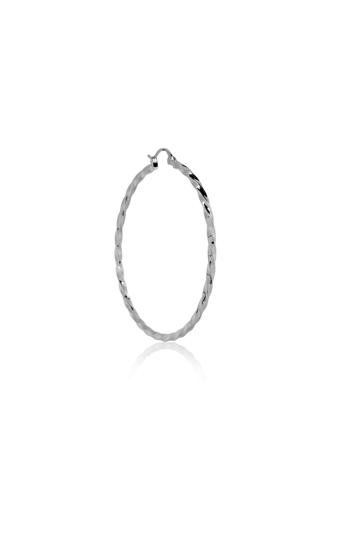 T.I.T.S. TWIST OORBEL HOOP LARGE ZILVER