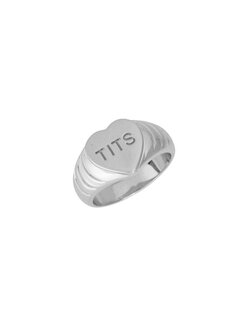 T.I.T.S. TITS BIG HEART RING SILVER