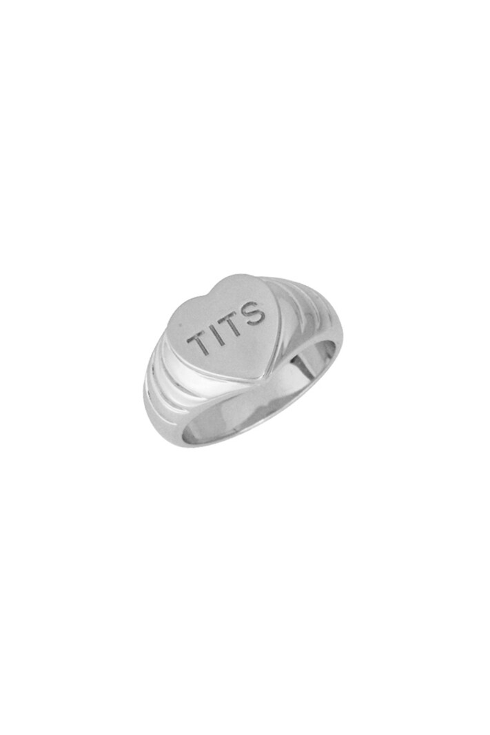 T.I.T.S. TITS BIG HEART RING SILVER