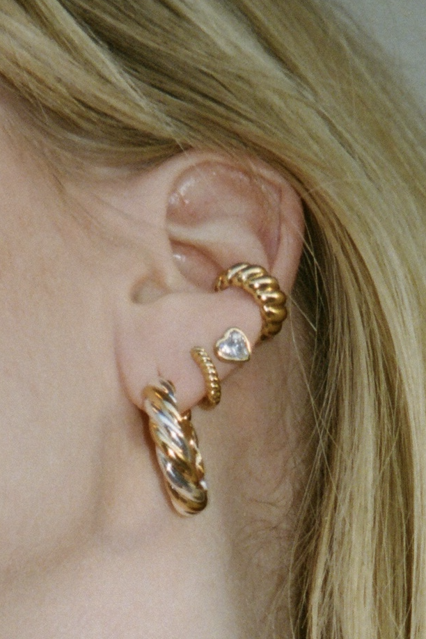 T.I.T.S. BIG AMETHYST HEART STUD GOLD