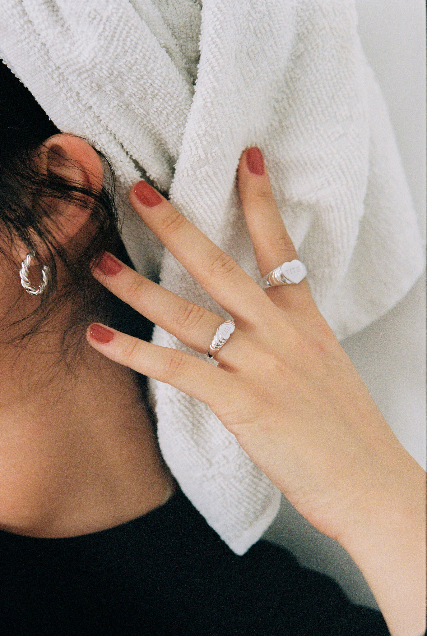 T.I.T.S. TITS PINK HART RING ZILVER