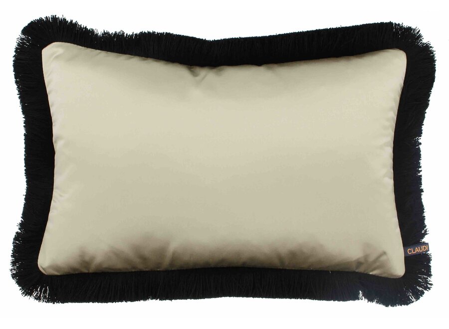 Decorative Pillow Dafne Gold Fringe Black