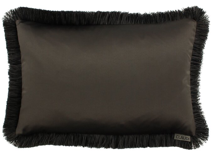 Pillow Dafne Dark Taupe Fringe Black/Taupe