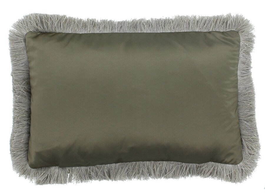 Decorative Pillow Dafne Olive + Fringe Silver