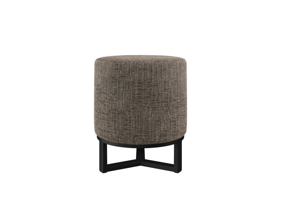 Round Pouf 'Flynn' - Zena Fabric Brown