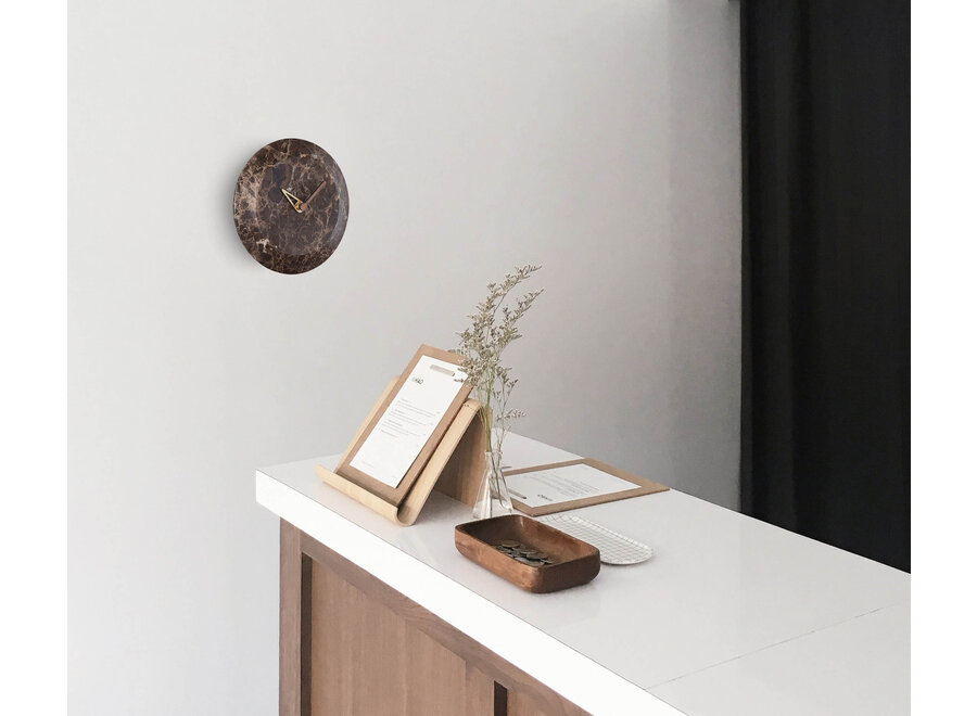 Design Clock 'Bari'  Brown Marble