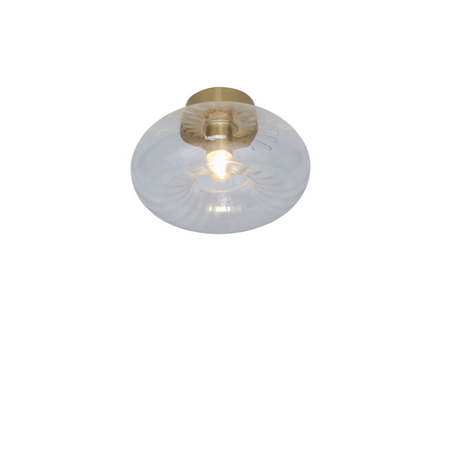 Plafondlamp glas Brussels rond dia.27x14cm, goud/transparant