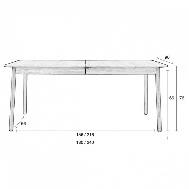 Eettafel Glimps 180/240X90 - Natural