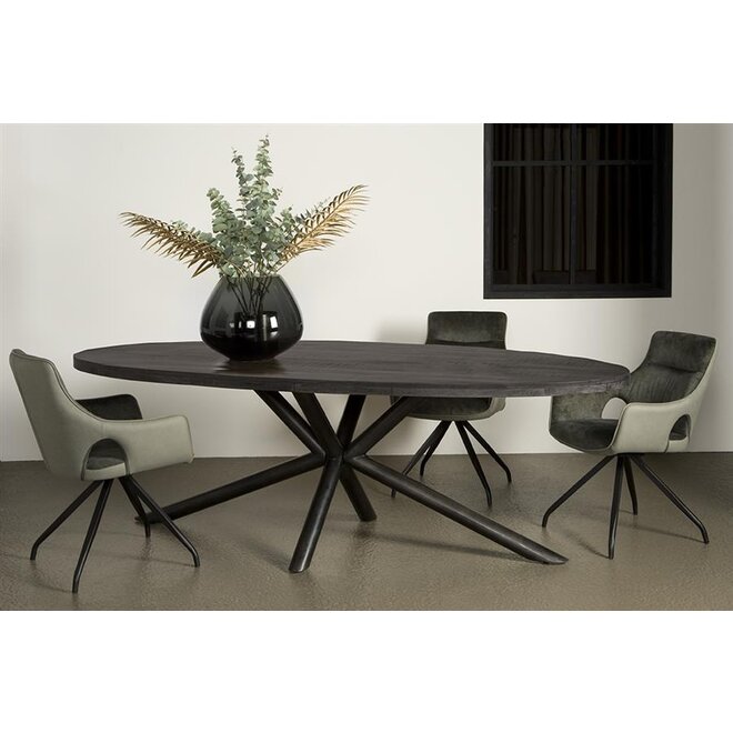 Selva mango ovale eettafel top 1,5 / 2,5 - 240<br />
Mango rough black / metal natural