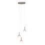 It's about RoMi Hanglamp Murano 3 bollen metaal/glas zand/transparant