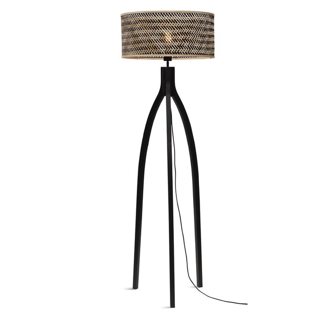 Vloerlamp Java 3-poot bamboe frame zwart