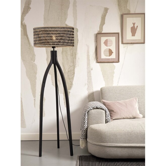 Good&Mojo Vloerlamp Java 3-poot bamboe frame zwart