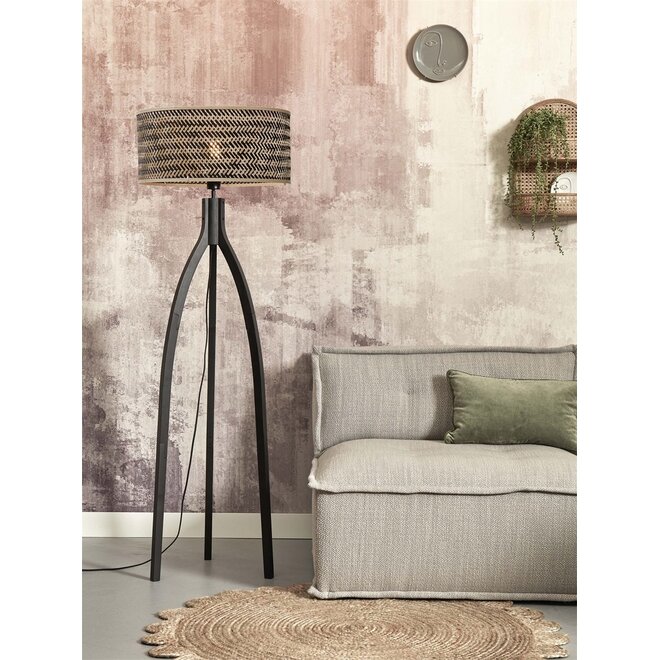 Good&Mojo Vloerlamp Java 3-poot bamboe frame zwart