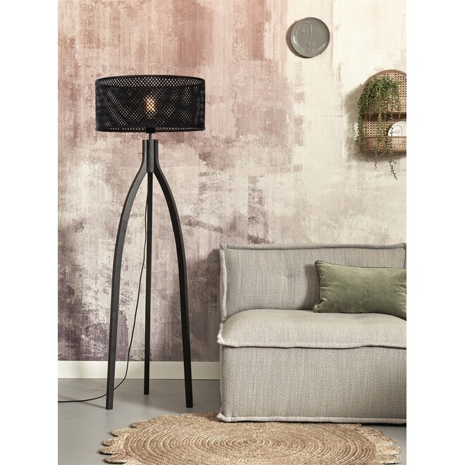 Good&Mojo Vloerlamp Java 3-poot bamboe frame zwart